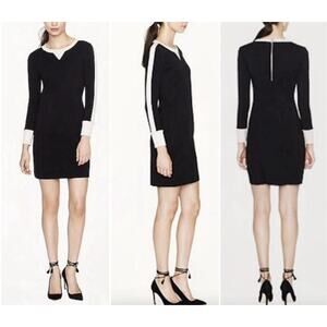 J.Crew Colorblock Sheath Dress NWT Size 6 Black Pink Long Sleeve Mod Preppy